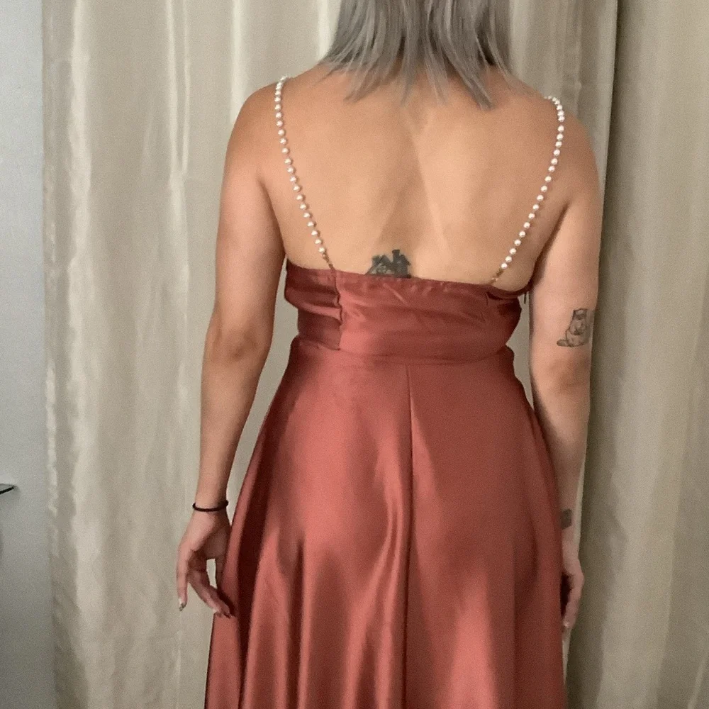 SHEIN Copper Satin Midi Dress - Picture 3 of 6